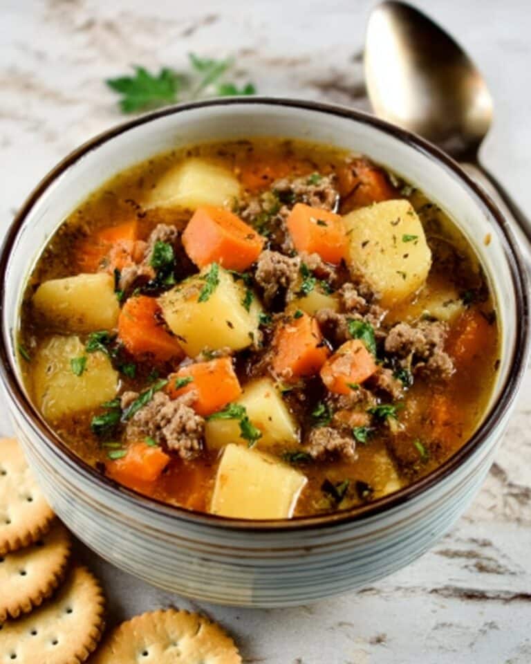 Crockpot Creamy Potato & Hamburger Soup | Easy Recipe