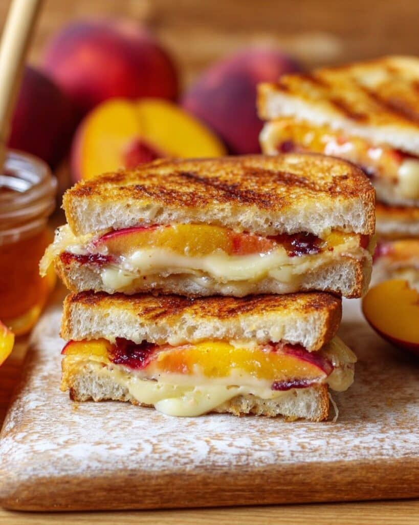 Honey Peach White Cheddar Grilled Cheese Sandwich Recipe