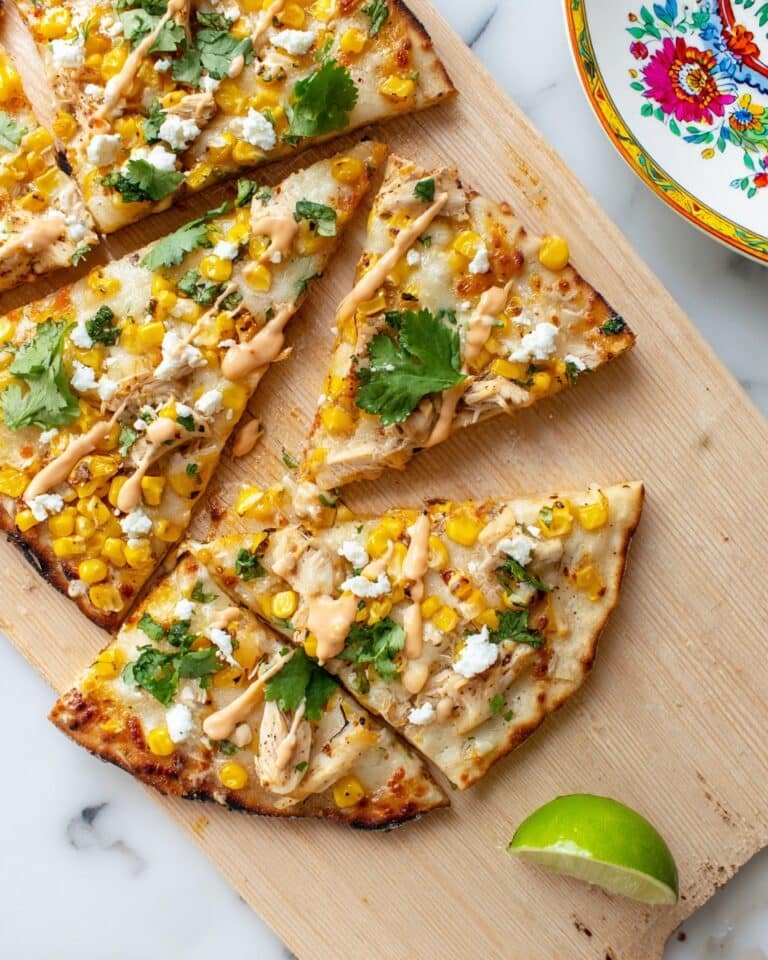 Mexican Chicken Flatbread with Elote Sauce Recipe