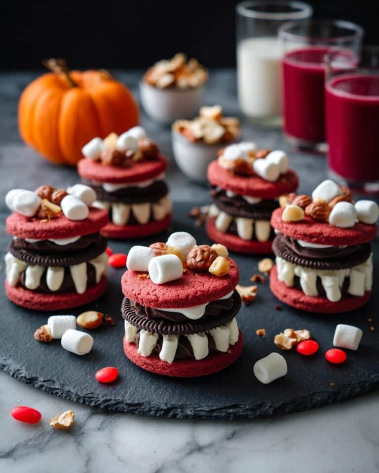 Dracula Dentures: Spooky Halloween Cookie Treats with Marshmallow Teeth and Vampire Fangs Recipe