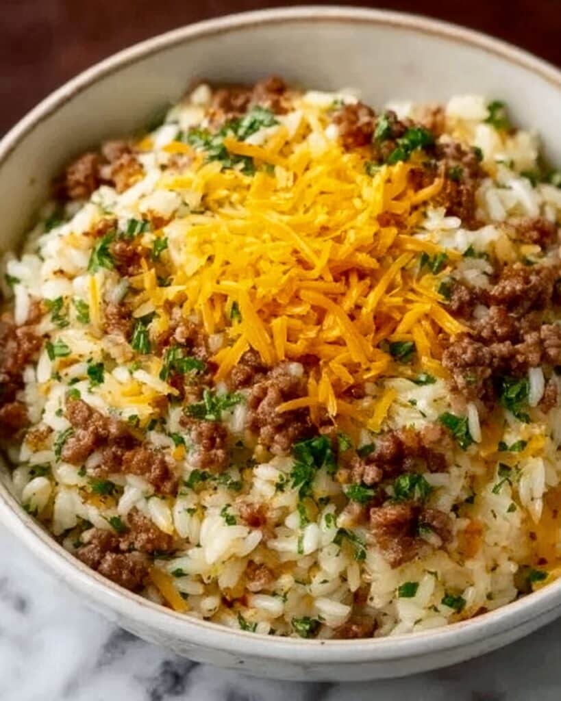 Cheesy Hamburger Rice Casserole Recipe