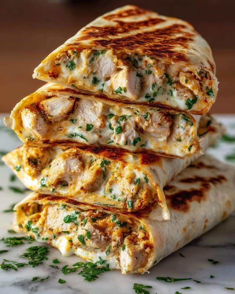 Ooey-Gooey Cheesy Garlic Chicken Wraps Recipe