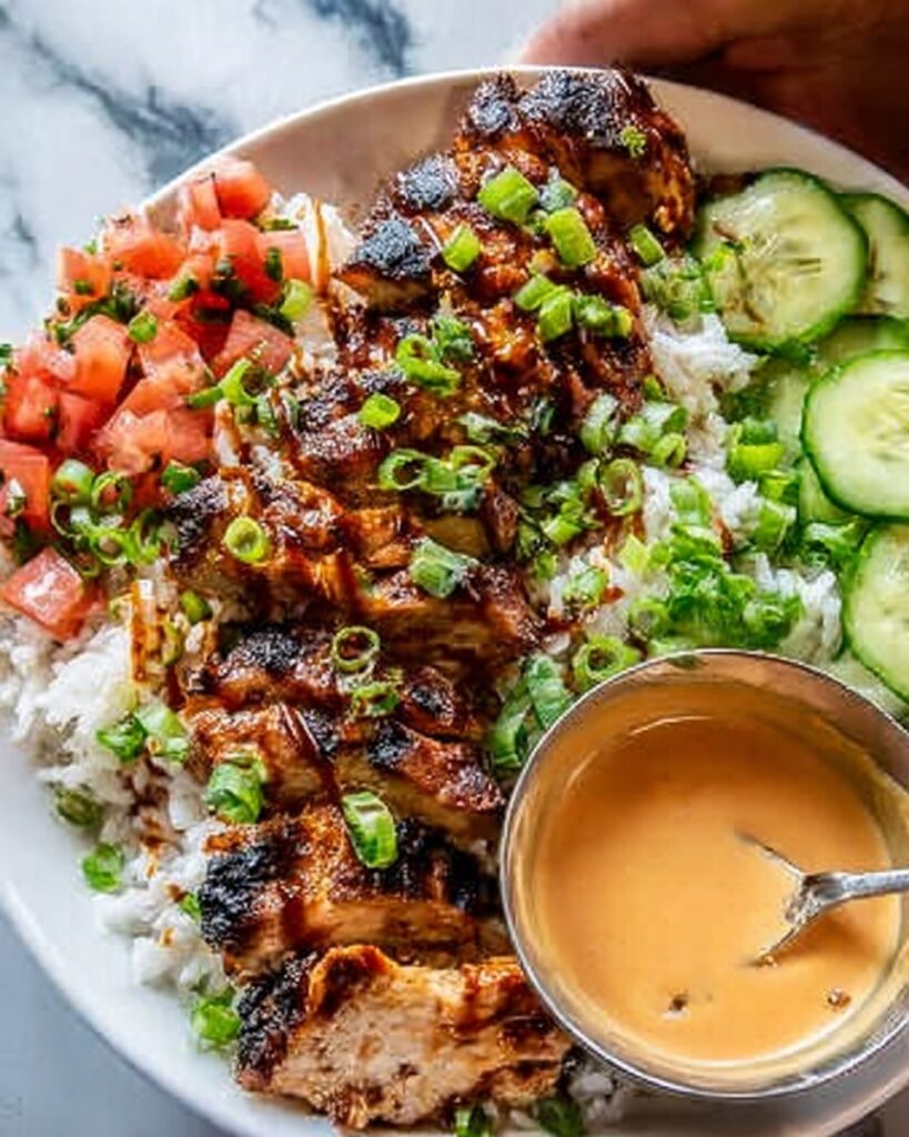 Sweet Chili Chicken Bowl with Coconut Lime Drizzle Recipe