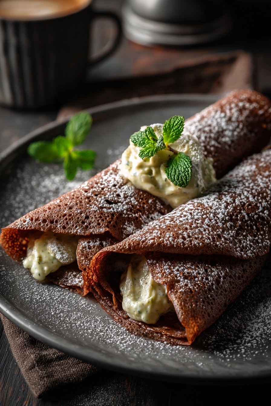 Red Velvet Crepes with Chocolate Whipped Cream Recipe