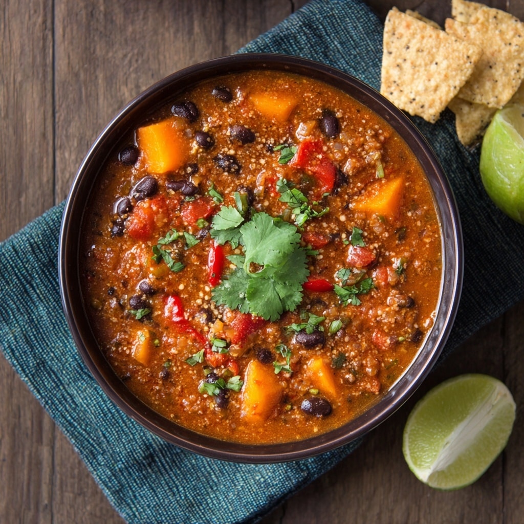 Creamy Vegetarian Sweet Potato Chili in the Slow Cooker Recipe - Recipe Image