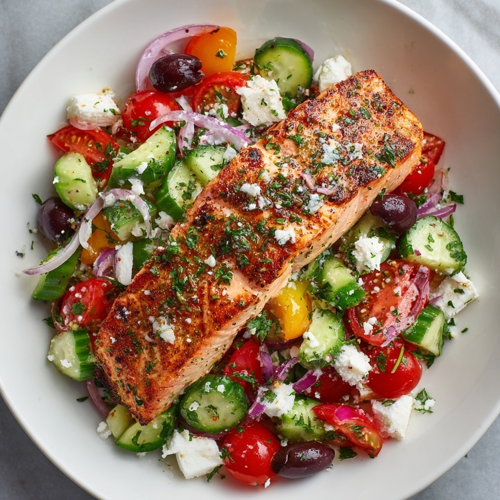 Salmon with Basil Sauce and Tomato Salad Recipe - Recipe Image