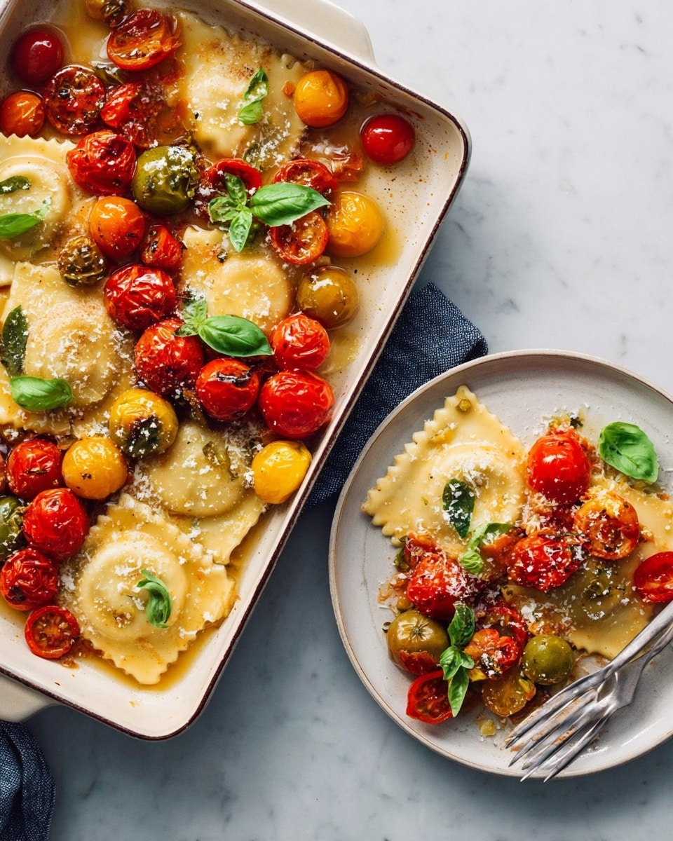 Sheet-Pan Ravioli With Burst Tomatoes Recipe - Recipe Image