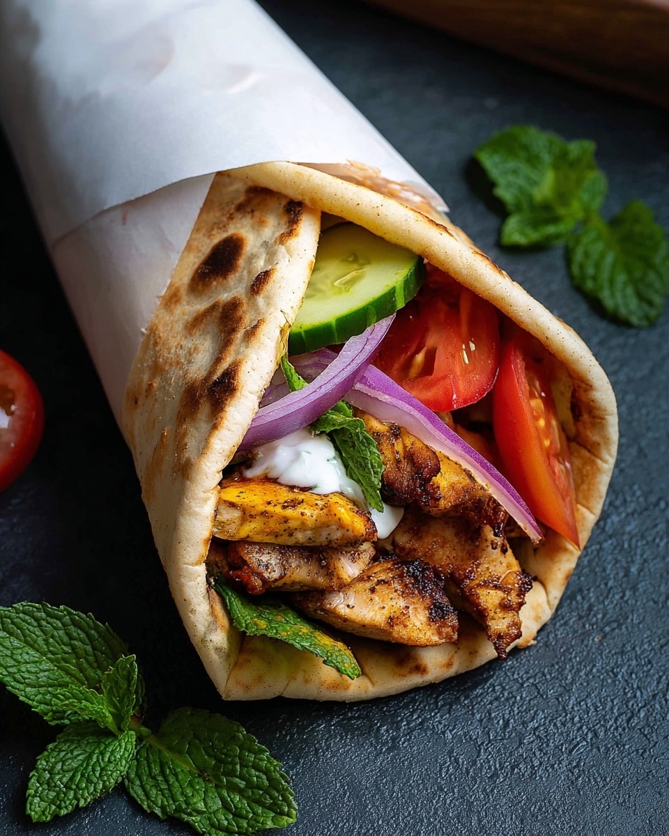 Homemade Chicken Shawarma with Tzatziki and Fresh Vegetables Recipe - Recipe Image