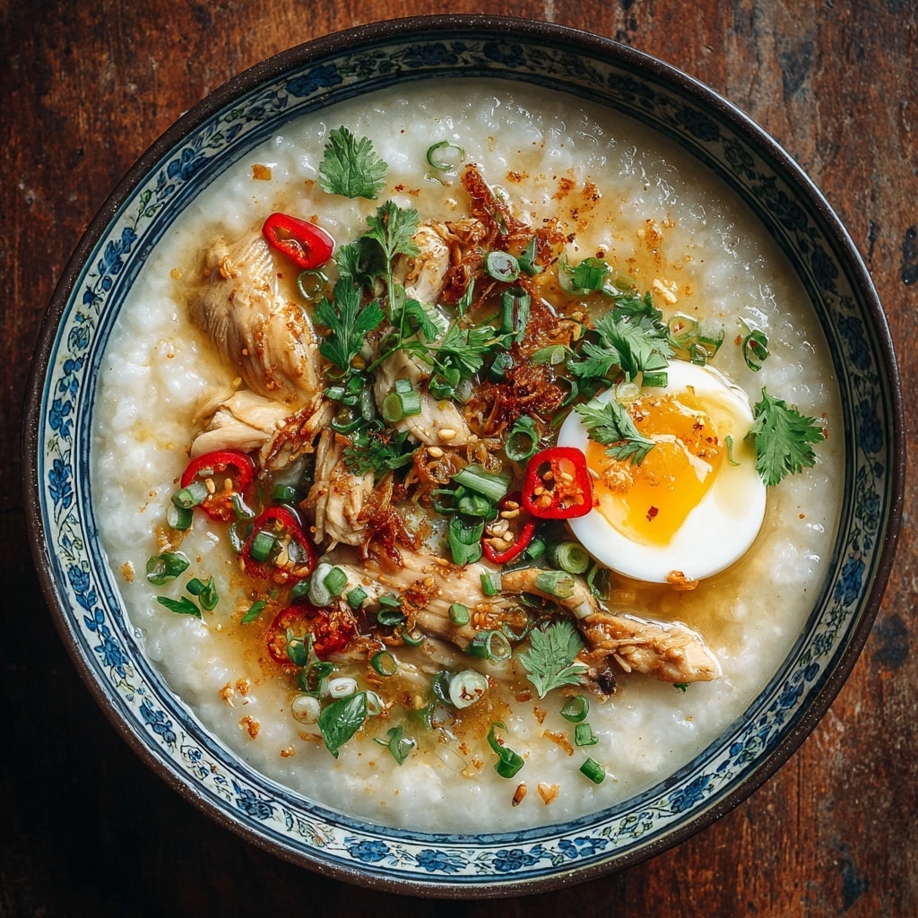 Chinese Chicken Rice Soup with Fish and Choy Sum Recipe - Recipe Image