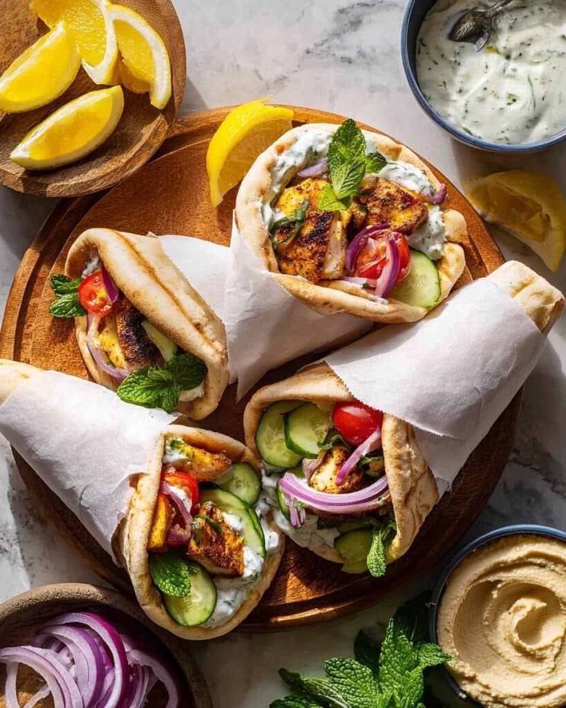 Homemade Chicken Shawarma with Tzatziki and Fresh Vegetables Recipe
