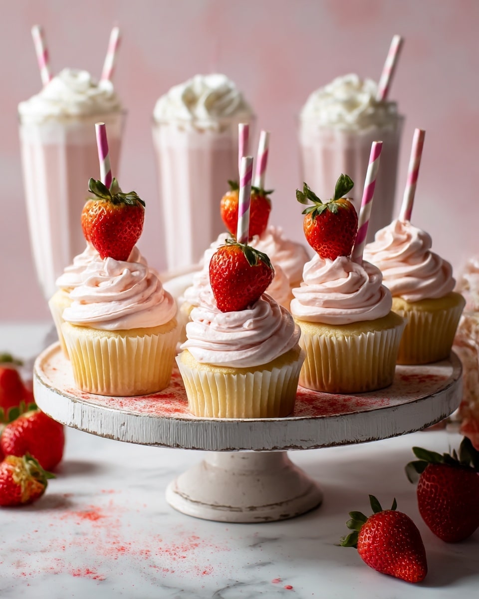 Strawberry Milkshake Cupcakes Recipe - Recipe Image