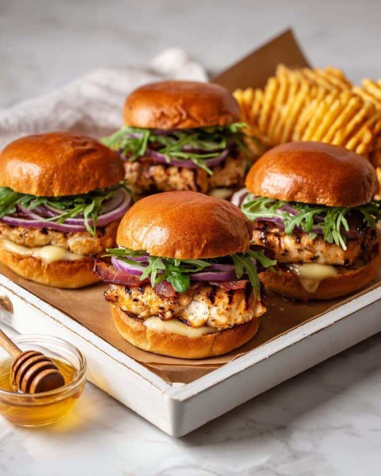 Best Grilled Chicken Sandwich with Peaches, Bacon, and Hot Honey Recipe