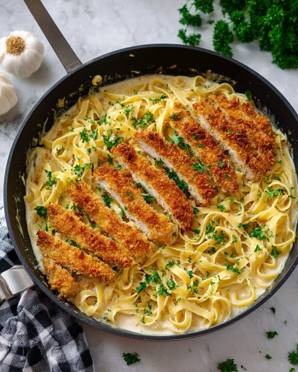 Crispy Chicken Fettuccine Alfredo Recipe - Recipe Image