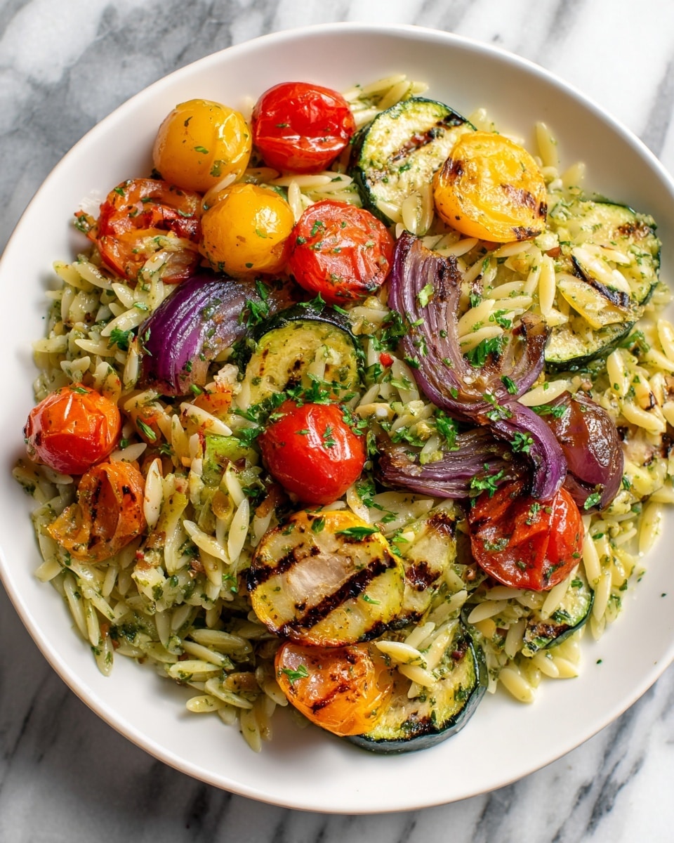 Creamy Pesto Orzo with Roasted Vegetables Recipe - Recipe Image