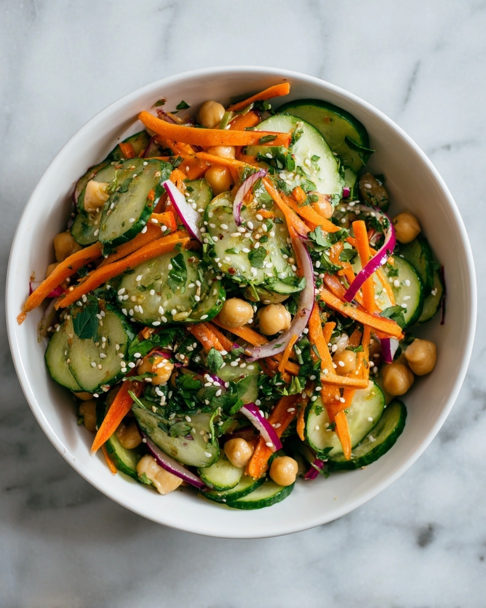 Asian Cucumber and Chickpea Slaw with Sesame Dressing Recipe - Recipe Image