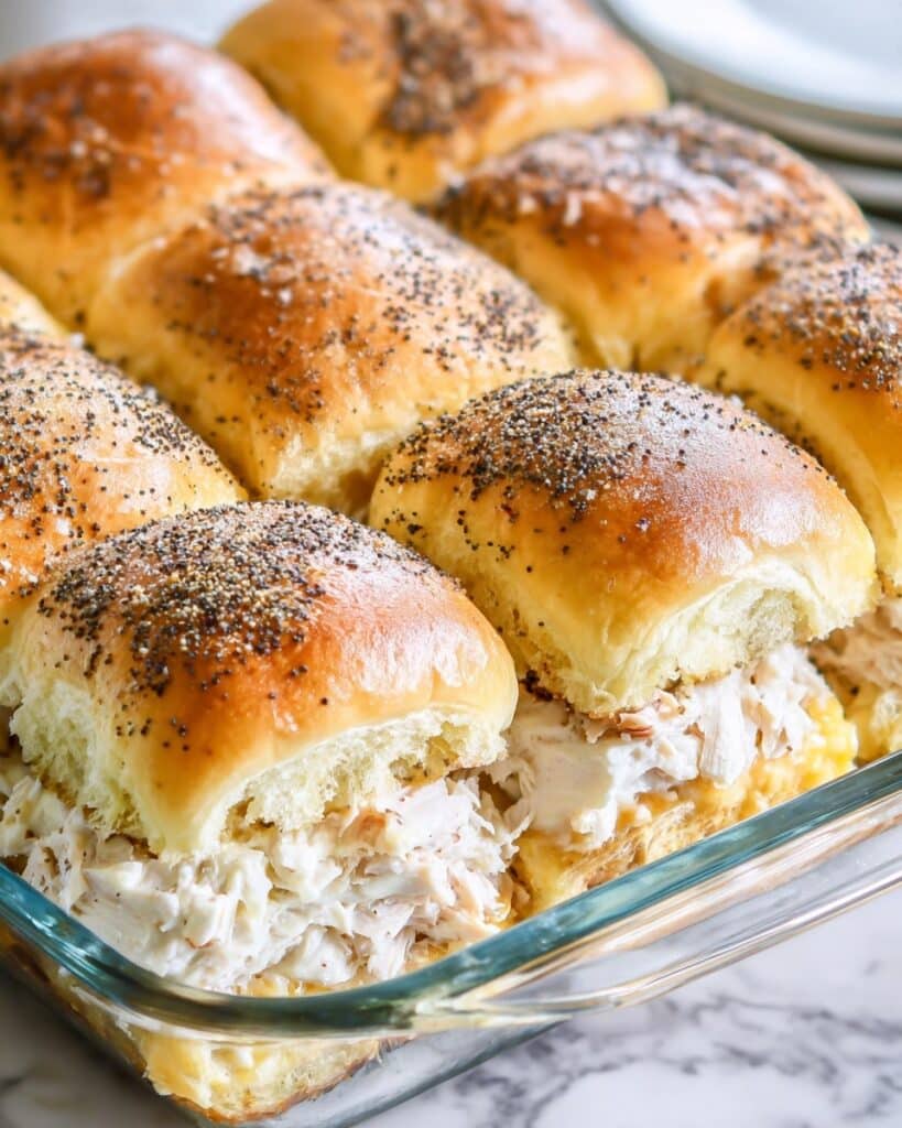 Shredded Chicken Sliders with Honey Dijon Poppy Seed Glaze Recipe