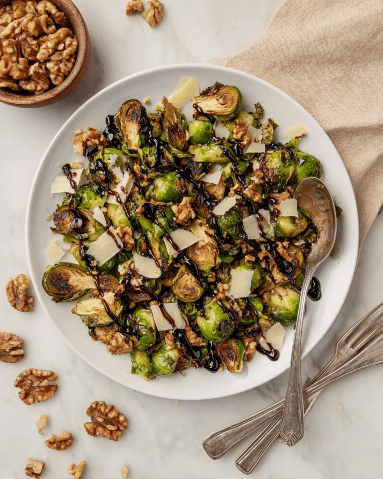 Air Fryer Brussels Sprouts with Balsamic Glaze and Toasted Walnuts Recipe