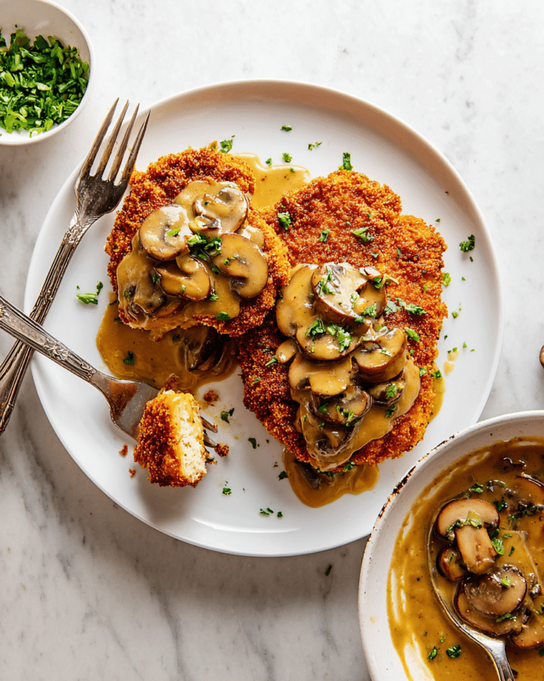 Cabbage Schnitzel with Mushroom Gravy Recipe