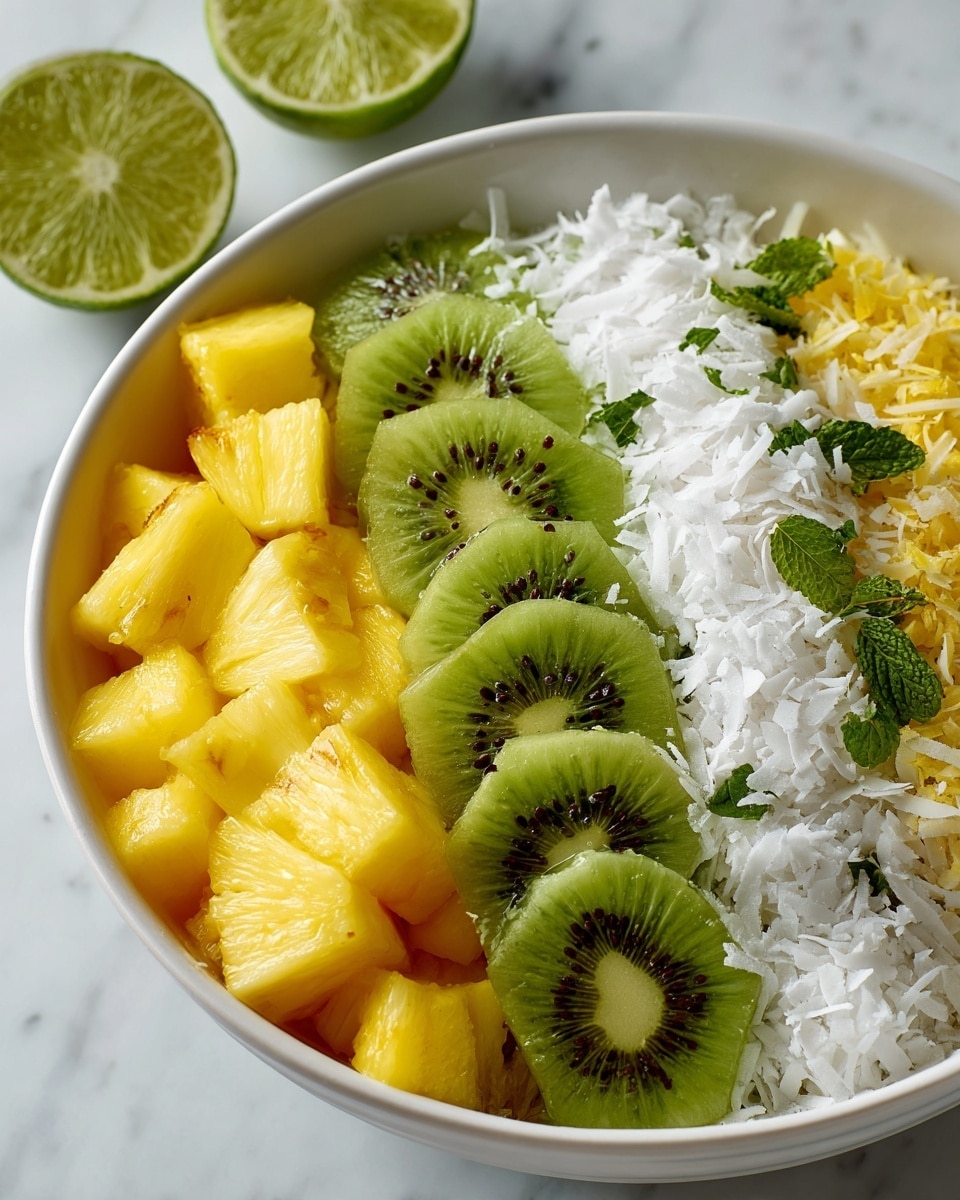 Pineapple Kiwi Salad with Toasted Coconut and Mint Recipe - Recipe Image