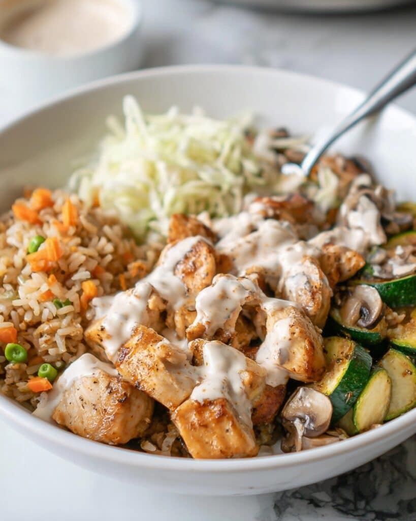 Hibachi Bowls with Chicken, Vegetables, and Fried Rice Recipe