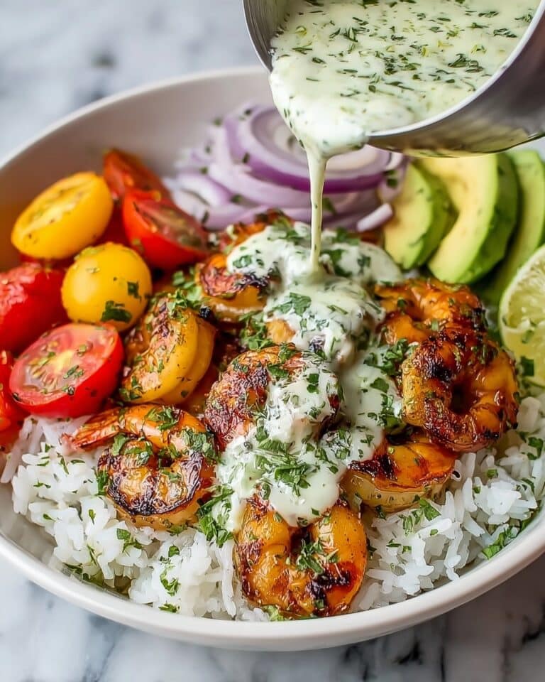 Zesty Shrimp & Avocado Rice Bowls with Cilantro Lime Sauce Recipe