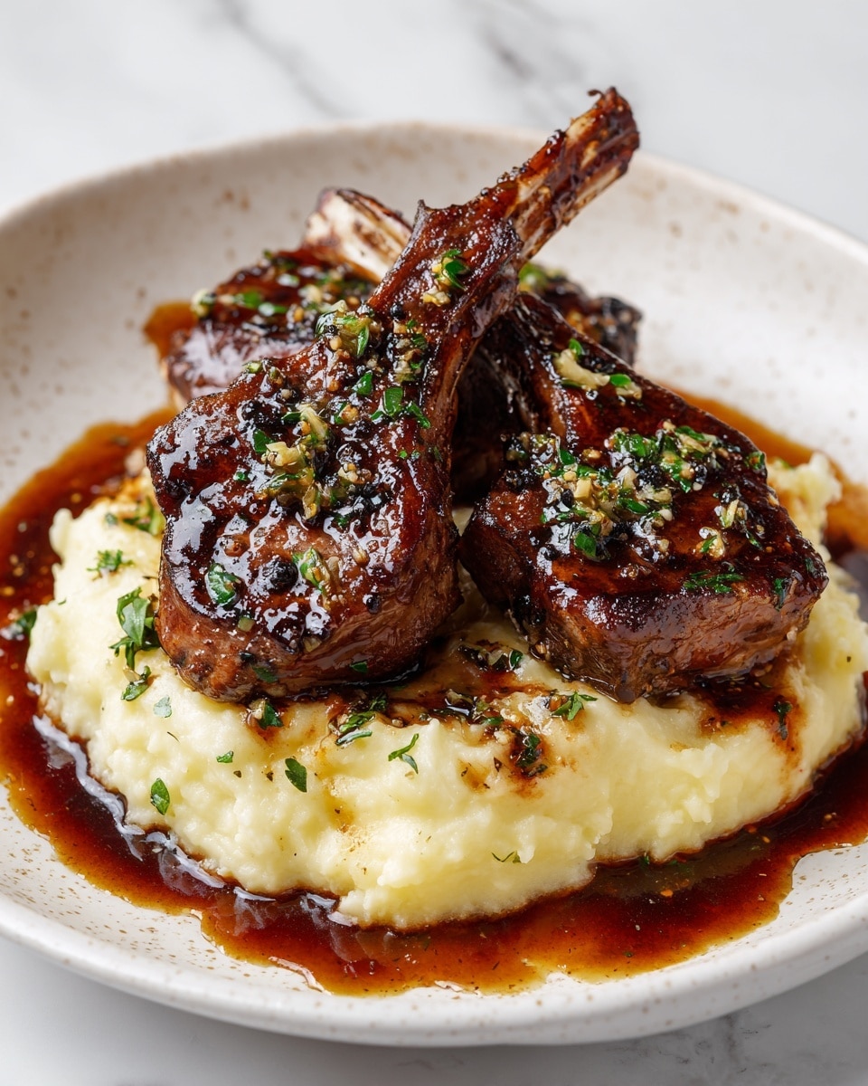 Glazed Lamb Chops with Mashed Potatoes Recipe - Recipe Image