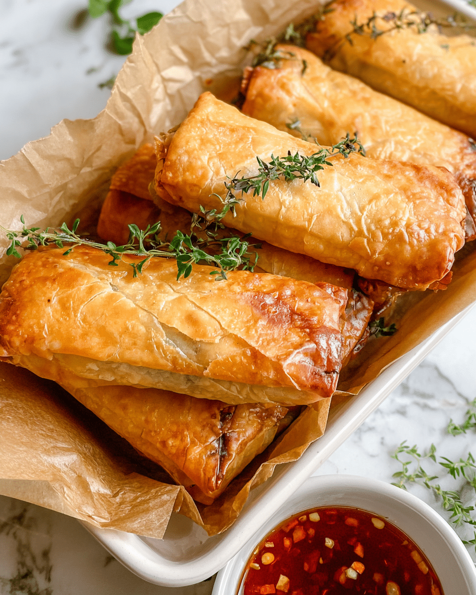Crispy Baked Feta Rolls with Sweet Chili Dipping Sauce Recipe