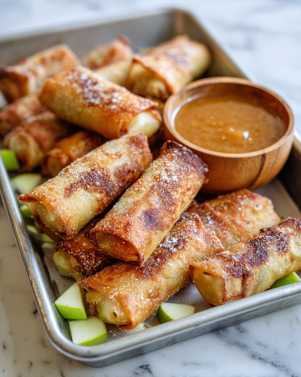 Apple Pie Egg Rolls with Cinnamon Sugar Coating and Caramel Dipping Recipe