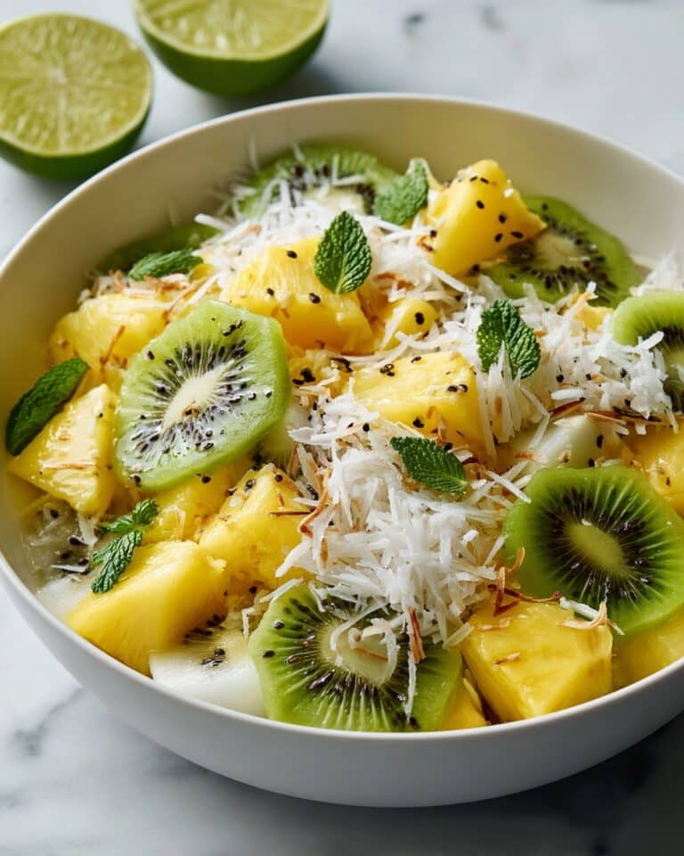 Pineapple Kiwi Salad with Toasted Coconut and Mint Recipe