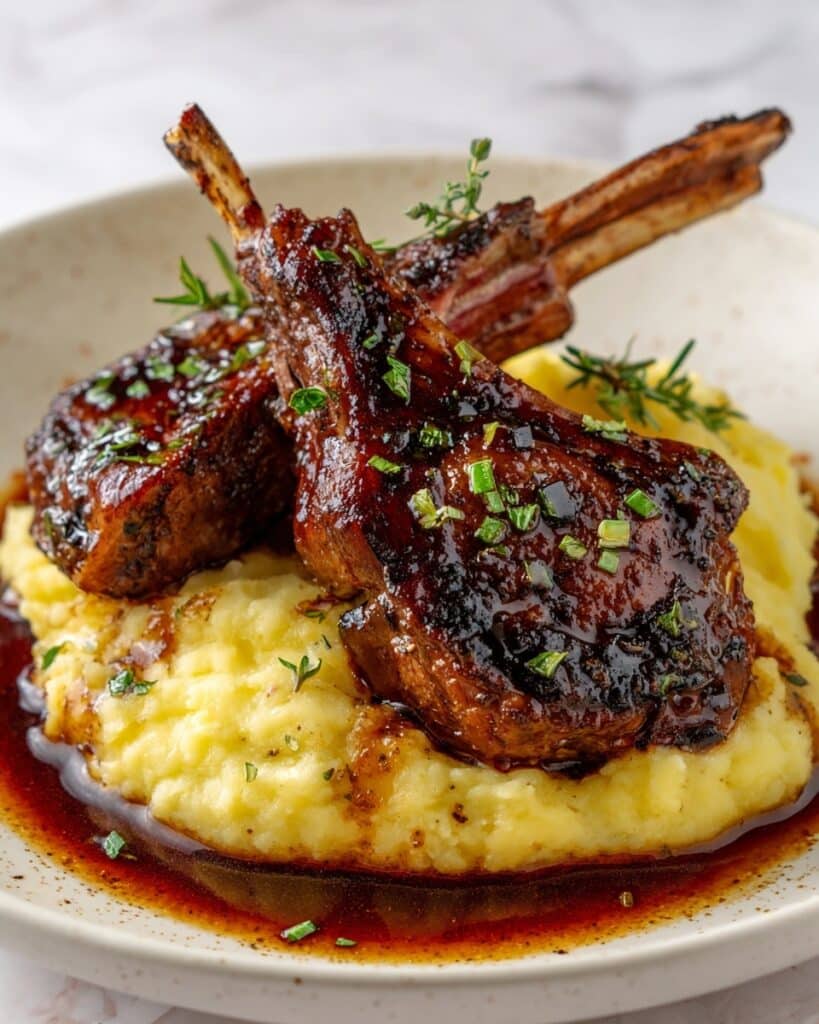 Glazed Lamb Chops with Mashed Potatoes Recipe